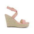 thumbnail image 3 of BLISSFUL STEP Chaussures pour Femmes Sandales Espadrilles à Talon Compensé Slingback à Brides Croisées Rose 9, 3 of 7