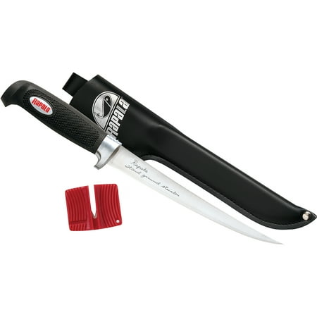 UPC: 0022677030159 | Rapala Fishing Soft Grip 6  Fillet Knife with Sharpener & Sheath – Black