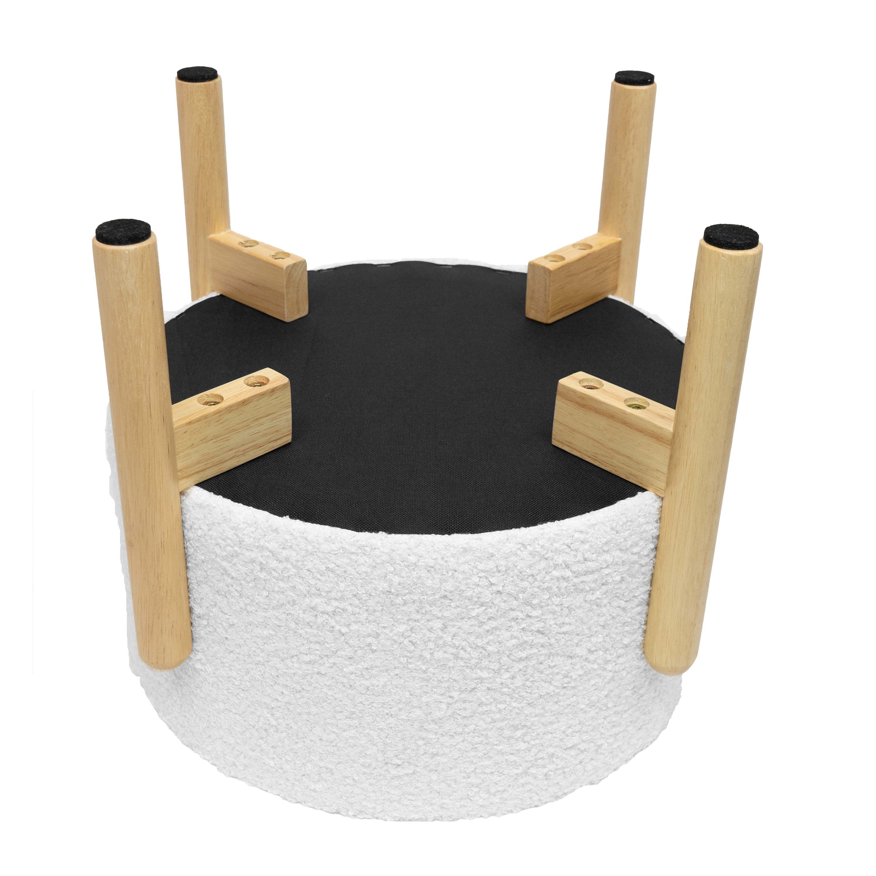 Mainstays Modern Dowel Storage Ottoman, Cream Boucle photo 6