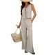 thumbnail image 3 of Conjunto de 2 Piezas para Mujer, Chaleco con Cuello en V y Cintura Anudada, Pantalones Casuales de Pierna , Color Albaricoque , Talla M, 3 of 9