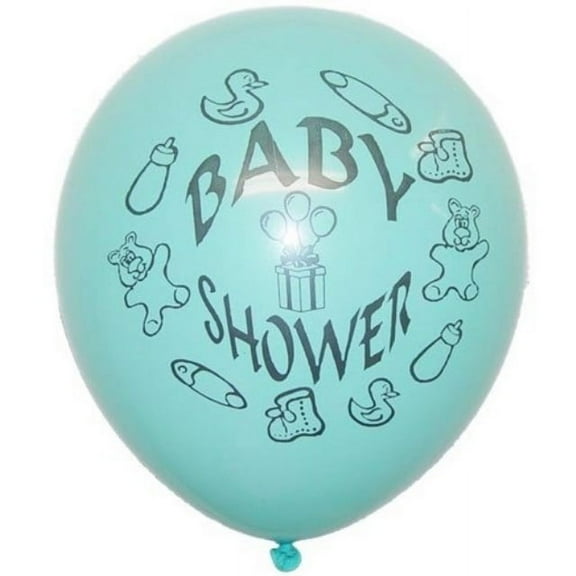 12 In. Blue "Baby Shower" Latex Party Balloons - 10 Ct.