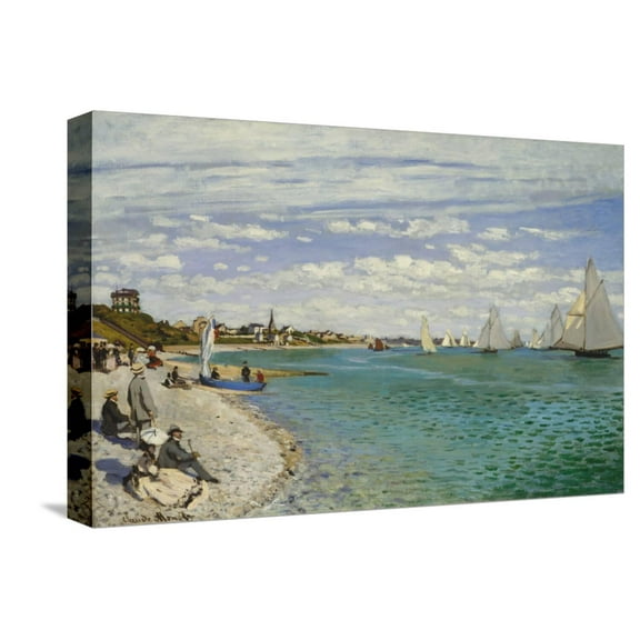 Art.com Regatta at Sainte- Adresse Stretched Canvas Print Wall Art by Claude Monet, 18" x 12"