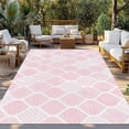 thumbnail image 2 of Pink Geometric Outdoor Rug for Patio/Deck/Porch, Non-Slip Large Area Rug 3 x 5 Ft, Morocco Modern Simple Abstract Aesthetic Indoor Outdoor Rugs Washable Area Rugs, Camping Rug Carpet Runner, 2 of 8
