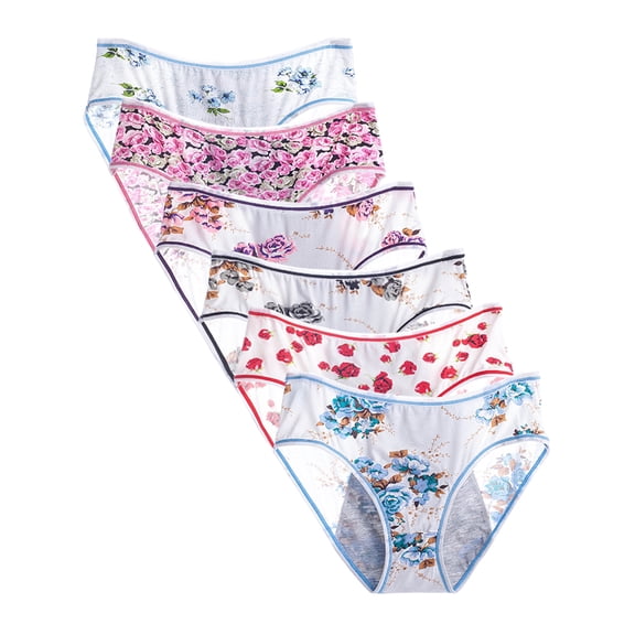 Wausea Period Underwear for Teen Girls Menstrual Panties Viscose Hipster Briefs, 6-Pack