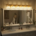 thumbnail image 6 of 6 Light Modern Crystal Bathroom Vanity Lights Gold Bathroom Light Fixtures Crystal Vanity Shower Lights Over Mirror, Mirror Glass Crystal Bathroom Vanity Lighting Fixtures, Square Shade, 6 of 7