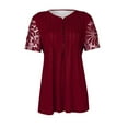 thumbnail image 4 of Mittory Women's Plus Size Henley T Shirt Summer Lace Sleeve Tees Casual Pleated Flowy Tunic Tops, 4 of 5
