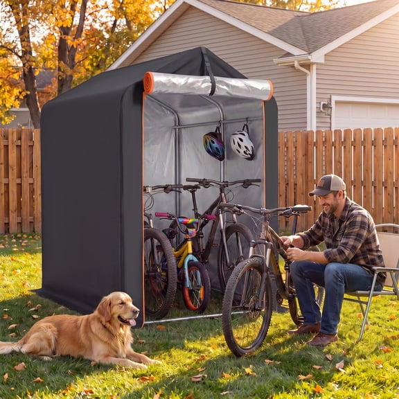 Vineego Outdoor Storage Shed, Waterproof Storage Shelter, Rust-Resistant Galvanized Steel Frame, Wind Resistant Tent with Roll-Up Zipper Door , Outdoor Storage for Bikes, Garden Tools Black