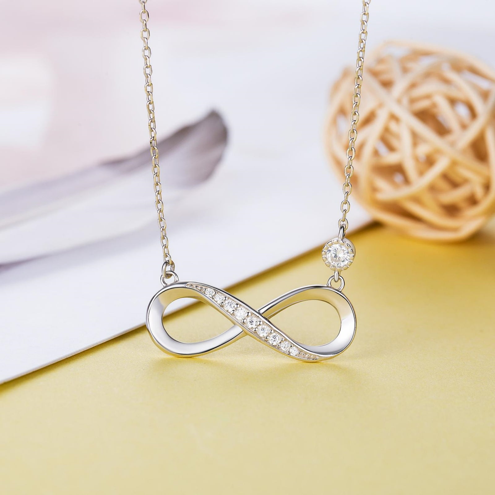 SFTING Necklace for Women Infinity Necklaces Silver 18K Plated Love Pendant Gifts for Women