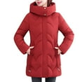 thumbnail image 7 of Makaor Puffer Jacket Women Pockets Hooded Coat Solid Plus Size Zipper Front Long Sleeve Outerwear Quilted Warm Clothes, 7 of 7