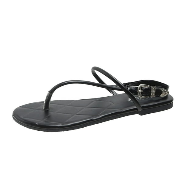 Amzcrzy Zapatos de mujer,Zapatos de mujer,Zapatillas de mujer, Sandalias romanas con punta plana y puntera para mujer, de verano, a la moda, para playa Sandalias Mujer Zapatillas De Casa