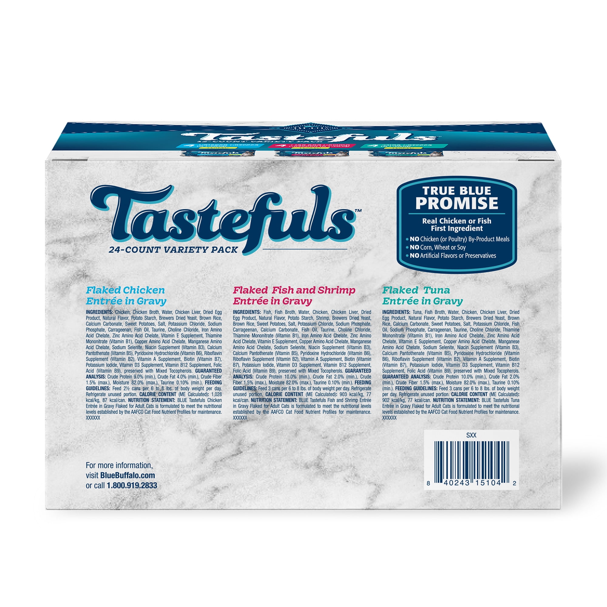 (2 pack) Blue Buffalo Tastefuls Flaked Wet Cat Food 3-Flavor Variety Pack, 3-oz. (12ct, 4 of Each)