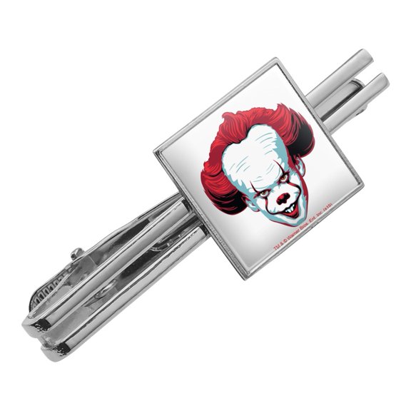 IT Pennywise Come Home Square Tie Bar Clip Clasp Tack- Silver or Gold