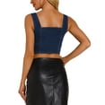 thumbnail image 3 of INSPIRE CHIC Chaleco de Mujer de Mezclilla Sin Mangas Cuello Cuadrado Chaleco Corto con Botones Frontales M Azul Oscuro, 3 of 6
