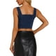 thumbnail image 3 of INSPIRE CHIC Chaleco de Mujer de Mezclilla Sin Mangas Cuello Cuadrado Chaleco Corto con Botones Frontales M Azul Oscuro, 3 of 6