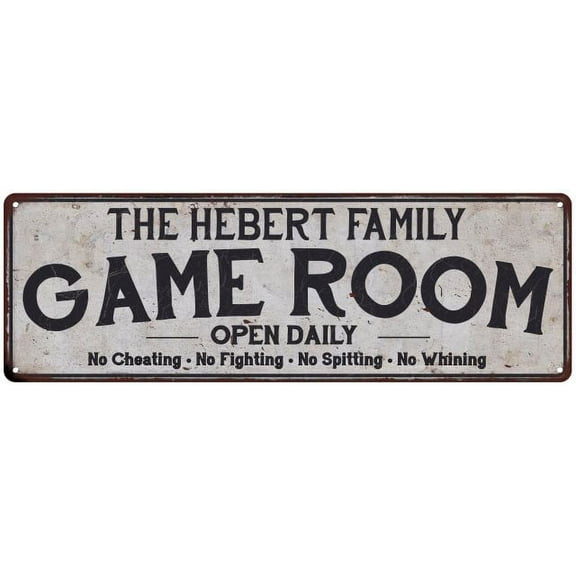 THE HEBERT FAMILY Gift Game Room Country Metal 6x18 Sign 206180042561