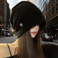 thumbnail image 4 of Women's Oversized Slouchy Knit Beanie, Extra Large Loose Winter Hat, Thickened Double Layer Cold Weather Cap for Big Head, Daily Casual Wear and Gift Black, 4 of 6