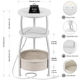 thumbnail image 3 of Round Side Table, 3-Tier End Table with Power Outlets, Small Table with Storage Basket, Coffee Table Sofa Side Table for Small Spaces, Nightstand for Living Room Bedroom 11.81in Matte White, 3 of 8
