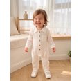 thumbnail image 4 of Cjfdfy Newborn Baby Boy Girl Fall Outfit Jumpsuit Collared Long Sleeve Button-down Pocket Solid Fall Romper Infant Crinkled Jumpsuit Soft Coming Home Fall Winter Outfit, 4 of 9