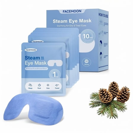 FACEMOON Steam Eye Mask – 10 Count, Soothes Tired Dry Eyes and Dark Circles | Gentle Heat Therapy for Relaxation and Sleep
