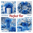 thumbnail image 4 of Joice Gift Blue Weave Glitter Mesh Wired Christmas Holiday Ribbon Roll 2.5 inch x 10 Yard, 4 of 5