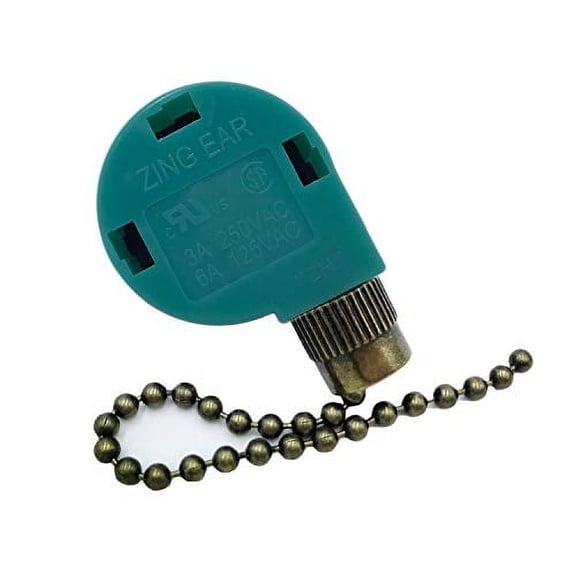 Zing Ear ZE-268S6 3 Speed Ceiling Fan Switch, Pull Chain Cord Switch,Use for Ceiling Fans, Appliances,Replacement Speed Control Wall Lamps Switch, Cabinet Light Switch (Antique Brass Pull Chain)