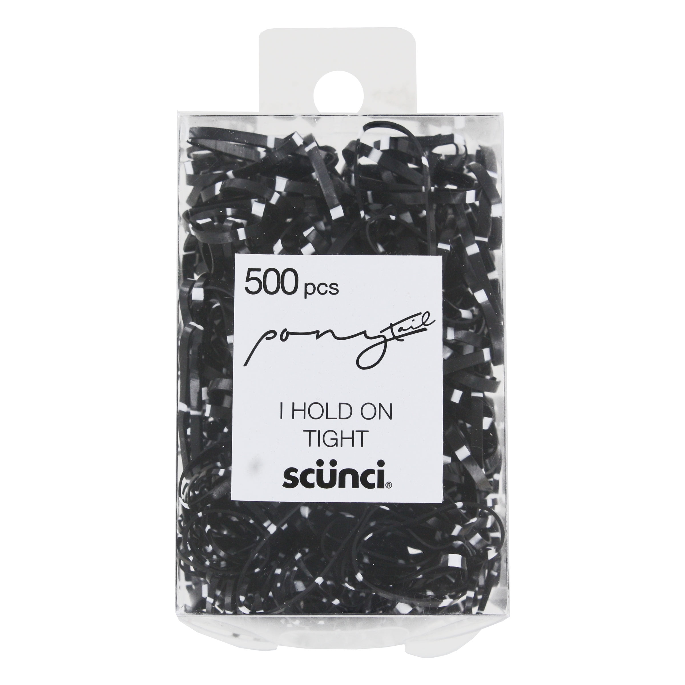 (4 pack) Scunci Elastic Hair Polybands In Acetate Box, Black/White, 500-Pieces