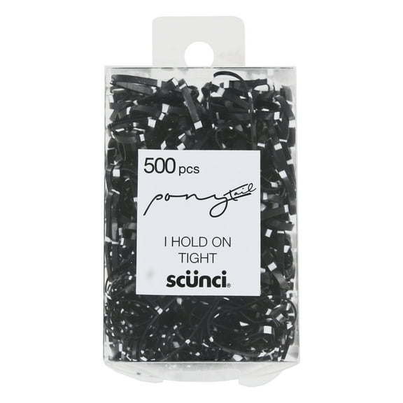 Scunci Elastic Hair Polybands In Acetate Box, Black/White, 500-Pieces