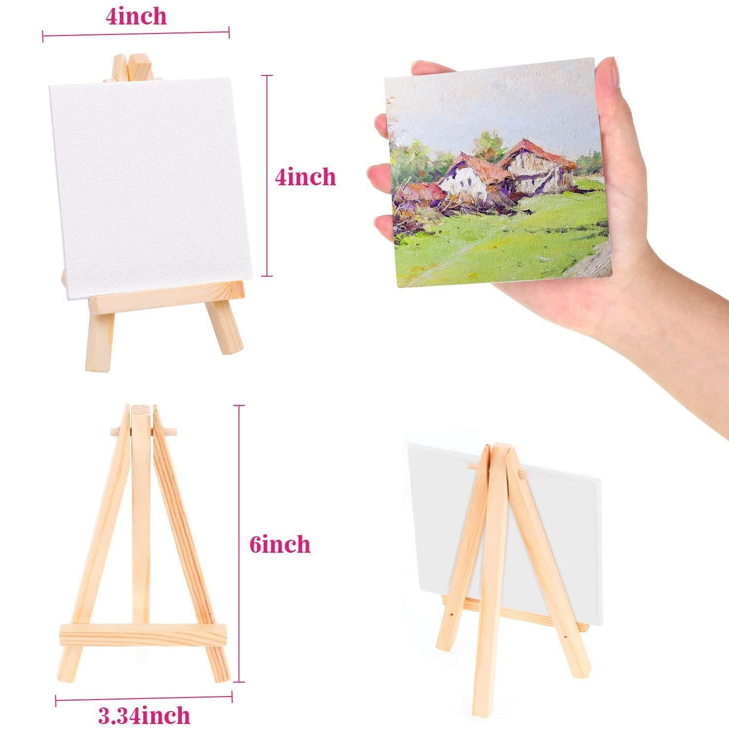 20Pcs Mini Canvas Drawing Board with Easel, Painting Canvas Panel, Suitable for Art Painting Party Supplies