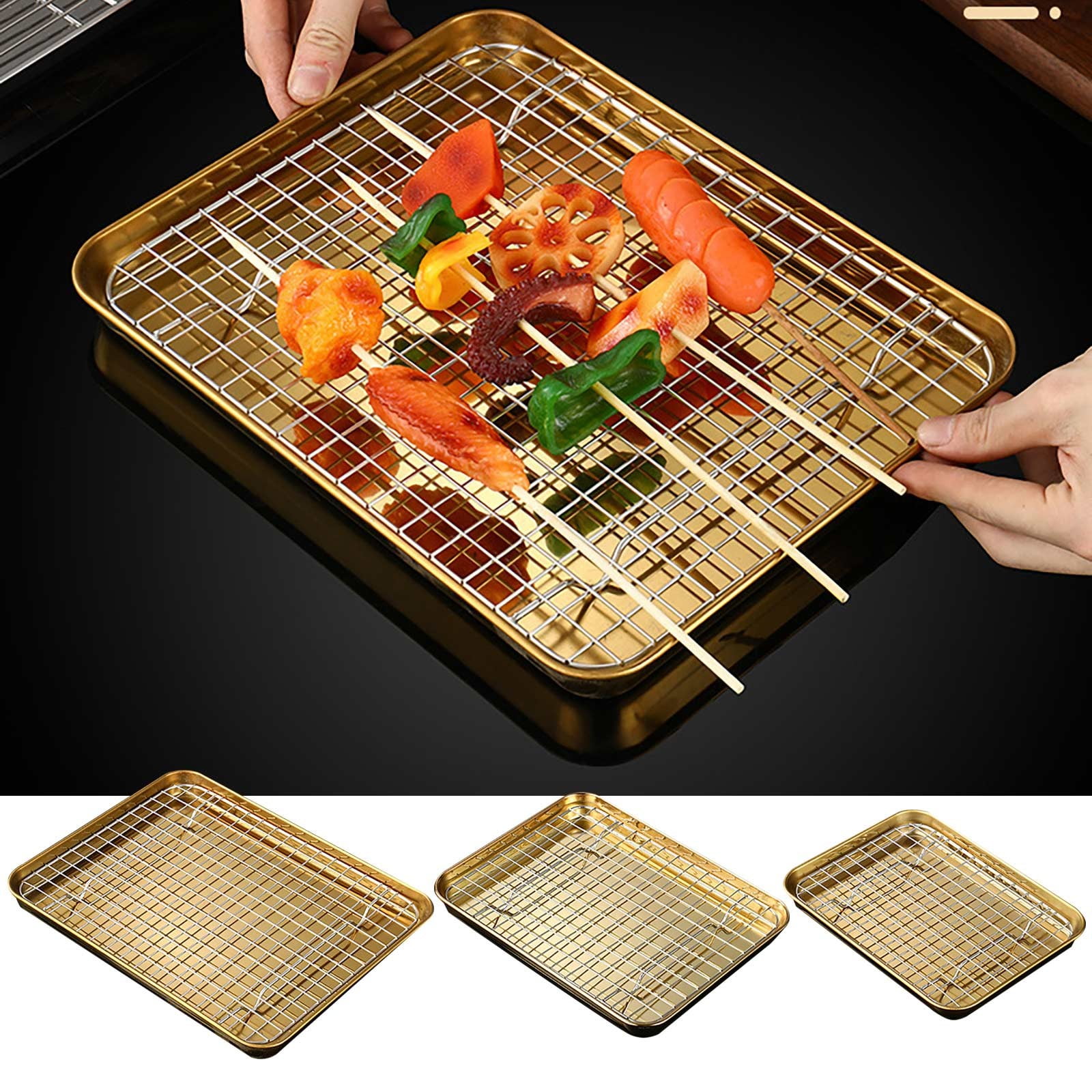 Oven Trays for Baking, Tswift 1 Set Stainless Stel Bakeware Rectangular Tray Food Storage Tray App Etizer Plates Flat Toaster Oven Trays Toaster Oven Pans Stainless Steel Cookie Sheet Gd2