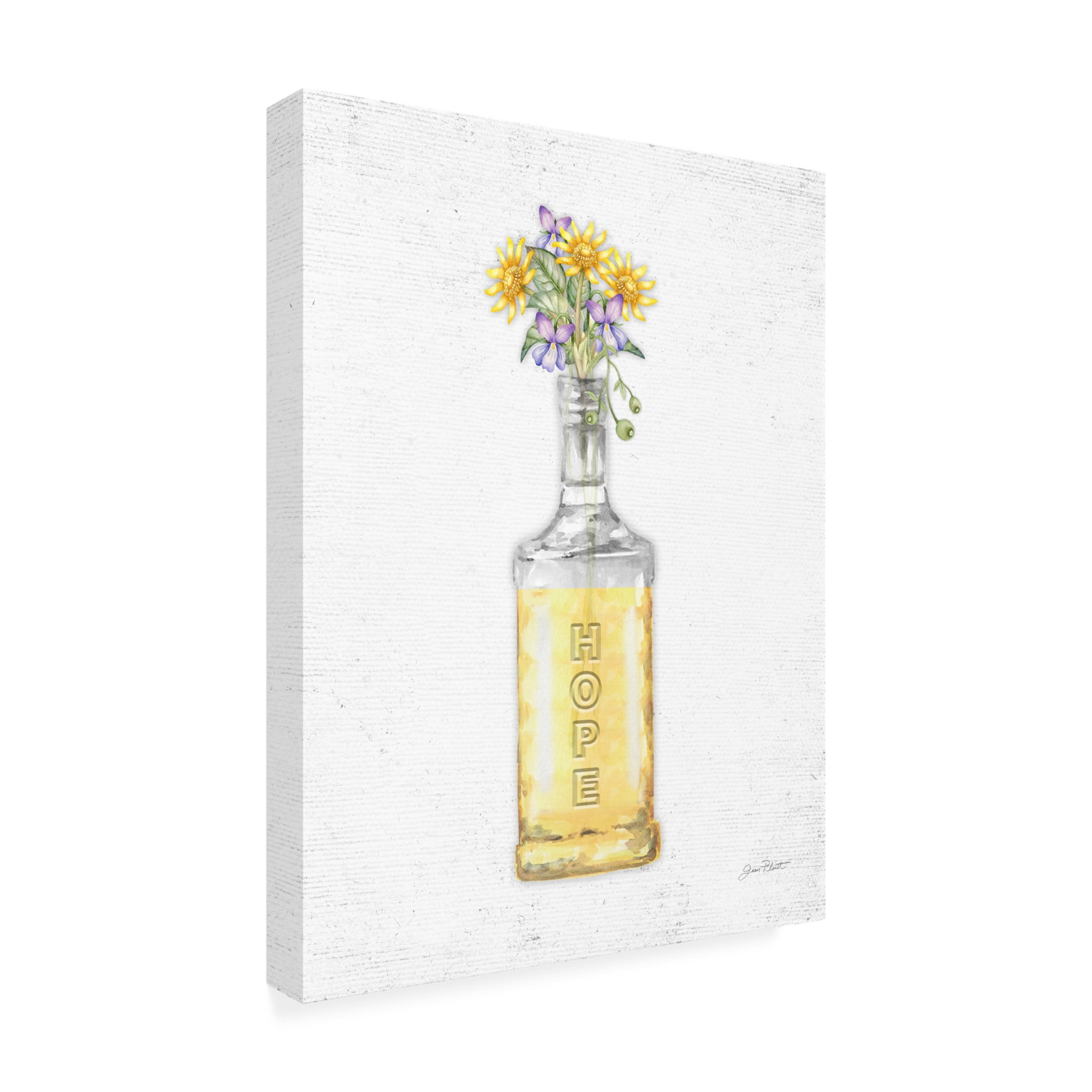 Canvas Wall Art - Jean Plout 'Florals In Bottles C' Wall Art for Living Room, Bedroom, or Office Décor by Trademark Fine Art - 18 x 24 Inches