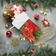 thumbnail image 6 of Poinsettia Flower Wood Christmas Stockings Christmas Presonalized Large Stocking Sock, Set of 1 Xmas Party Winter Decor Candy Bag Family Holiday Gift, 17.7 Inch, 6 of 7