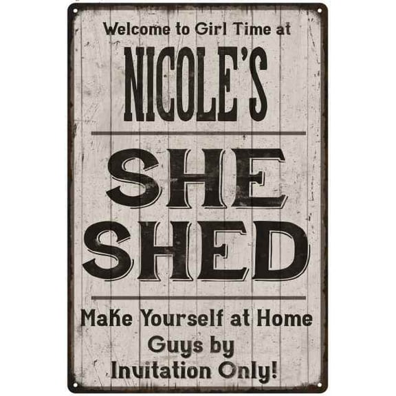 NICOLE'S She Shed Sign Lady Cave Gift 8 x 12 High Gloss Metal 208120082071