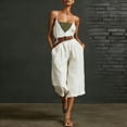 thumbnail image 4 of Purcolt Overalls for Women Dressy Casual Square Neck Spaghetti Strap Wide Leg Cropped Baggy Jumpsuit Lightweight Loose Fit Rompers with Pockets, No Belt, 4 of 9
