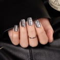 thumbnail image 4 of VSALON Press on Nails Short Square - Gray Glass Cat Eye Shimmer 3D Silver Art Design Glue on Nails, Reusable Opaque Gel Fake Nails Gifts for Women - 32 PCS in 16 Sizes with Glue & Cuticle Oil, 4 of 7
