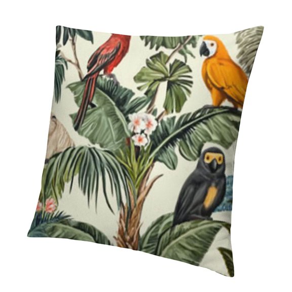 Trees Animals Throw Pillow Covers Exotic Monkey Parrot Toucan Zebra Leopard Square Pillow Cases
