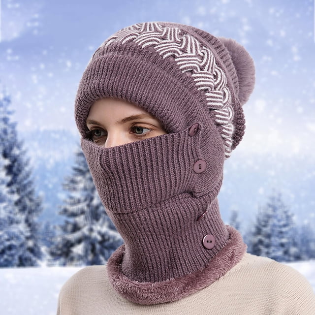 Chapeau de Visage Extérieur Anti-Froid Résistant au Froid Femmes Chaud Ski Hiver Casquette Intégrée Chapeaux de Conduite Chapeaux Bombers Bonnets Chapeaux Violet