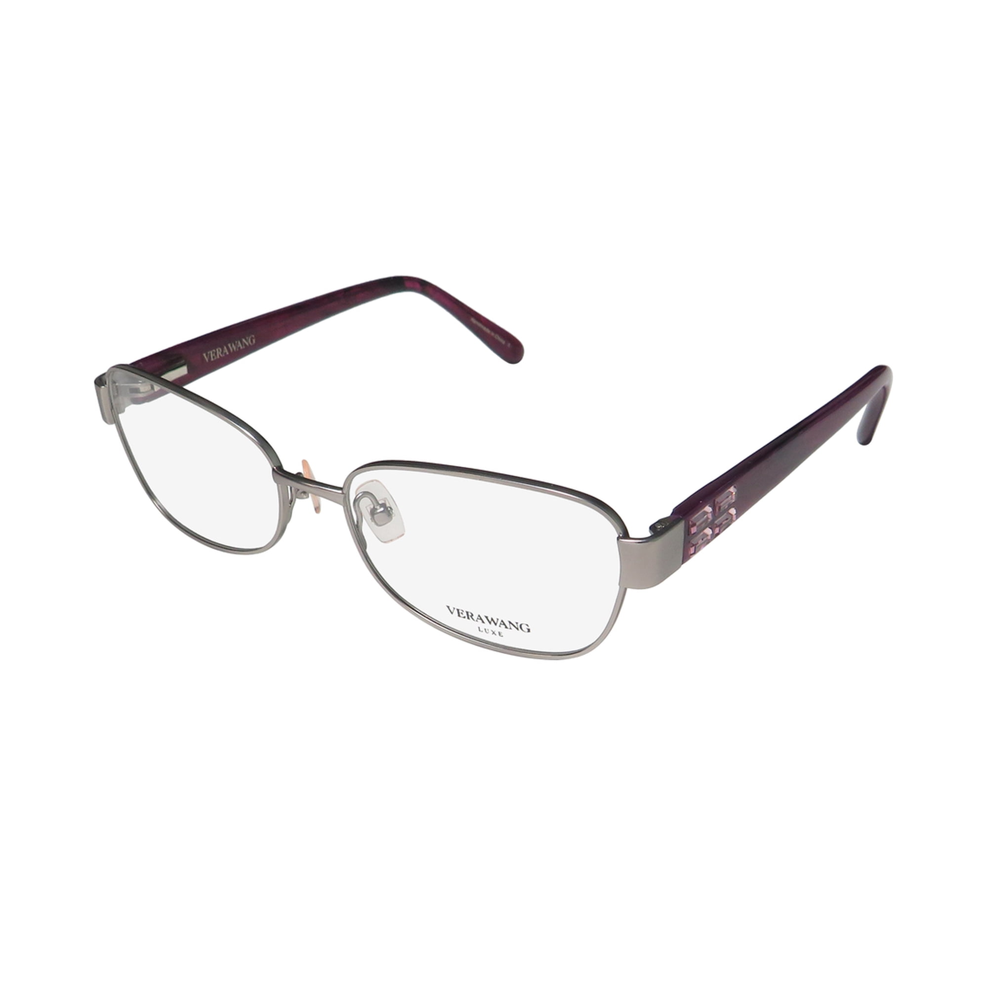 NEW VERA WANG LUXE JOANIE WOMENS/LADIES DESIGNER FULL-RIM GUNMETAL FRAME DEMO LENSES 55-16-140 FLEXIBLE HINGES EYEGLASSES/SPECTACLES