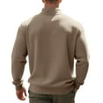 thumbnail image 4 of Dwelliawo Men's Half Zip Pullover Long Sleeve Mock Neck Sweatshirts Slim Fit Casual Pullover Sweaters Lightweight Waffle Knit Polo Shirts Khaki 3XL, 4 of 5
