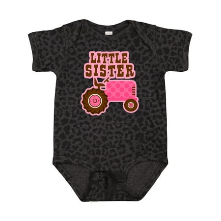 

Inktastic Pink Tractor Little Sister Gift Baby Girl Bodysuit