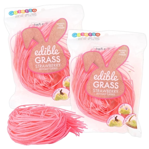 Sweetzo's Pink Edible Easter Grass, Easter Basket Stuffer Candy, 1 Ounce Each, Pack of 2