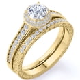 thumbnail image 1 of JeenMata Anillo de Compromiso con Diseño de Solitario con Hojas de Rama de Moissanita de Talla Brillante Redonda de 0,50 Quilates en Baño de Oro Blanco de 18 K sobre Plata, 1 of 6