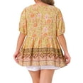 thumbnail image 4 of DARING DIVA Women's Plus Boho Floral Print V Neck Blouse 3X Yellow, 4 of 7