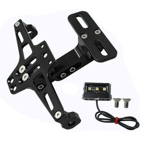 BIBABLYKE Adjustable Aluminum Motorcycle License Plate Hold with LED Light Motorcycle License Plate Bracket with LED Illumination