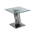 thumbnail image 3 of Geometric Clear Glass Coffee + 2 End + Console Set with Silver Stainless Steel, 3 of 4