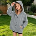 thumbnail image 2 of ZACPNCV Girls Snap‑Button Winter Hoodie Long Sleeve Loose Fit Hooded Sweatshirt Jacket with Pockets Kids Casual Outerwear for Fall Winter 7-8 Years, 2 of 7