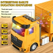 Huge Wave Construction Vehicles Boys Toy Playsets, Construction Truck with 6 Alloy Cars, Sounds and Lights, Kids Christmas & Birthday Gifts for 3 4 5 6 Years Old Boys