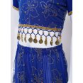 thumbnail image 5 of TiaoBug Kids Girls Floral Print Indian Belly Dance Outfits Shiny Crop Top with Bloomers Carnival Set Blue 2Pcs/Set 3-5, 5 of 7