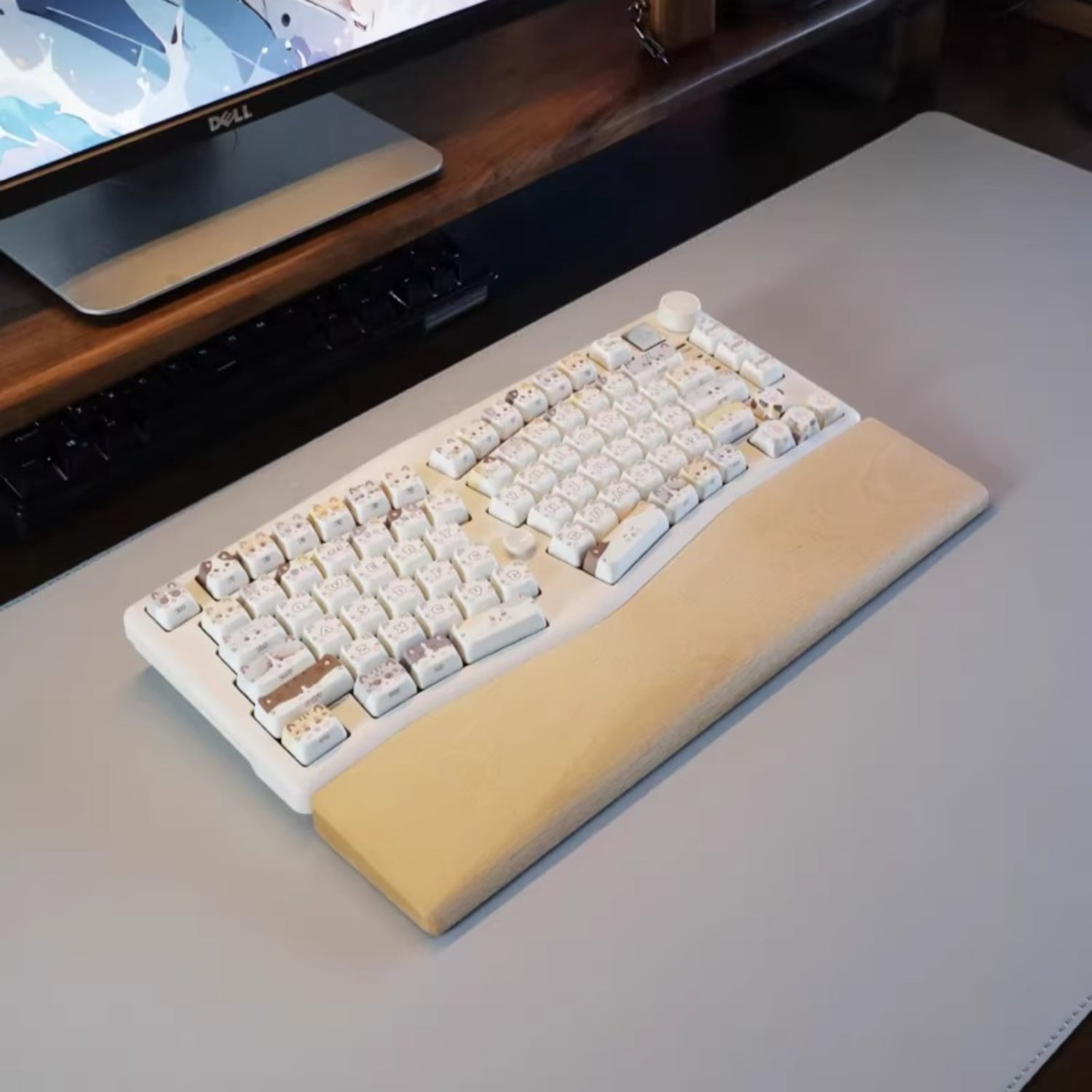 Walnut Wood Keyboard Wrist Rest for Leobog A75, Ergonomic Hand & Wrist Support Pad for Office & Gaming Desk Setup