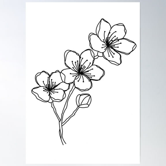 Cherry Blossoms Poster Wall Art, Modern Wall Decor For Living Room Bedroom, 8x12 UNFRAMED