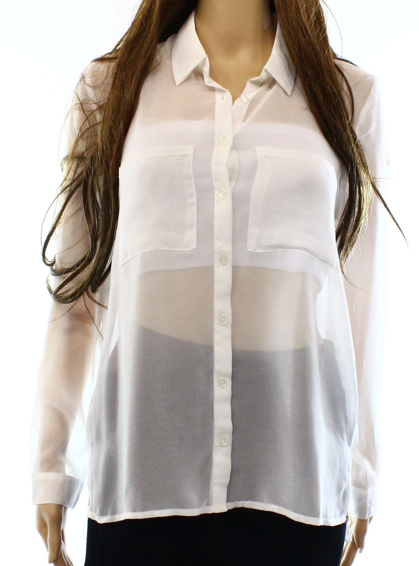 white sheer button down shirt